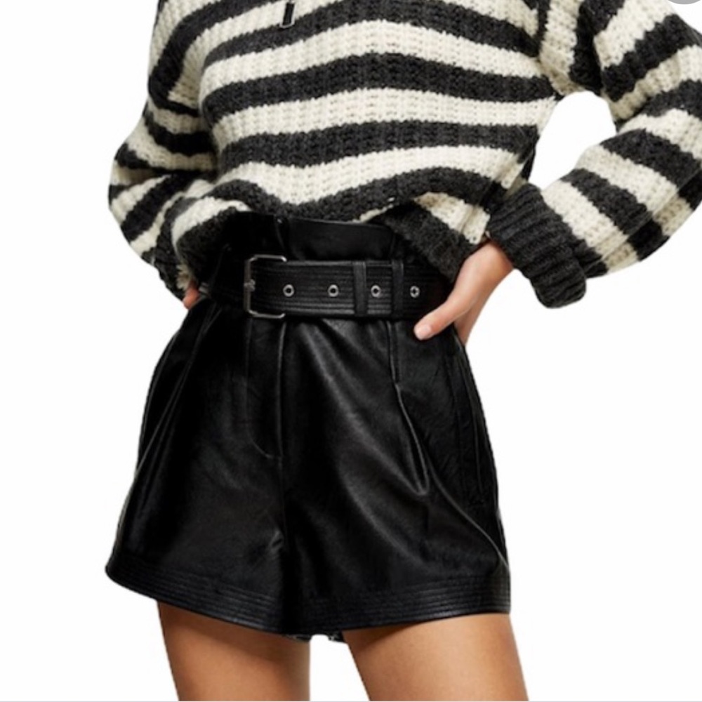 Topshop Black High Waist Women Shorts